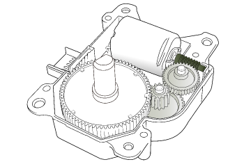 Servo motor gear for H-VAC